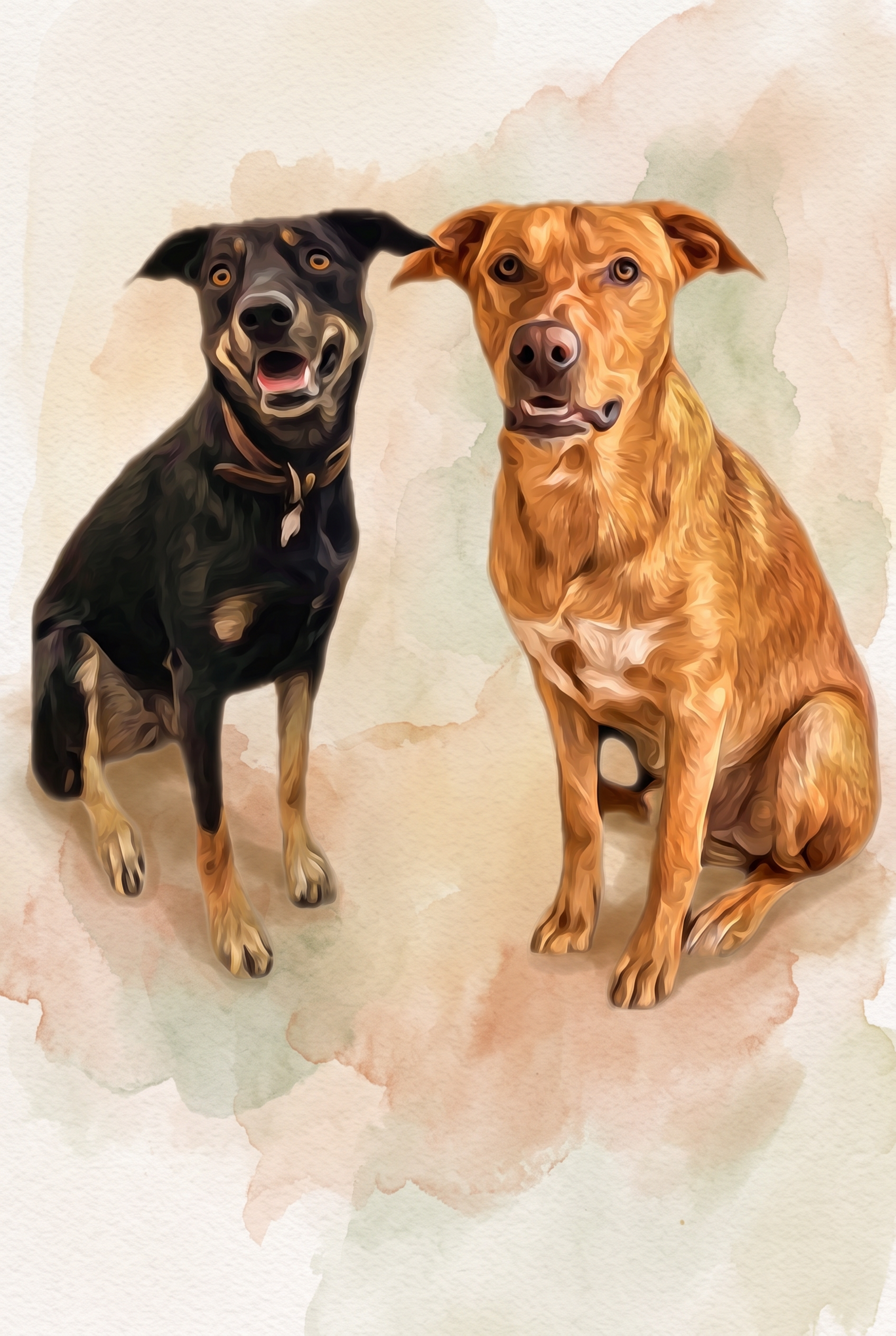 Two happy dogs supported by The Dogs Coffee donations